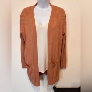 SO Lightweight Ribbed Cardigan Pumpkin Size Medium